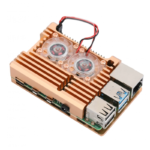 Gold Aluminum Heat Sink Case with Double Fans for Raspberry Pi 4 Model B